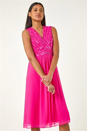 Embellished Beaded V-Neck Dress 14719672