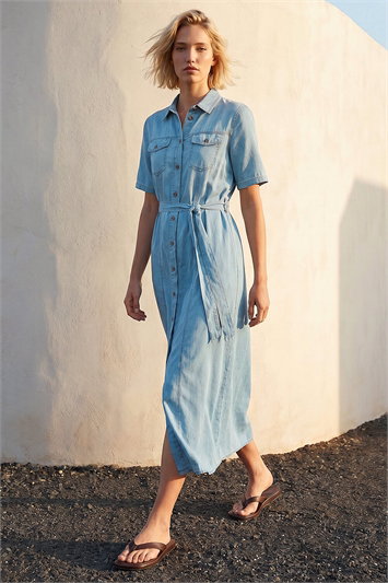 Multi Button Down Midi Dress
