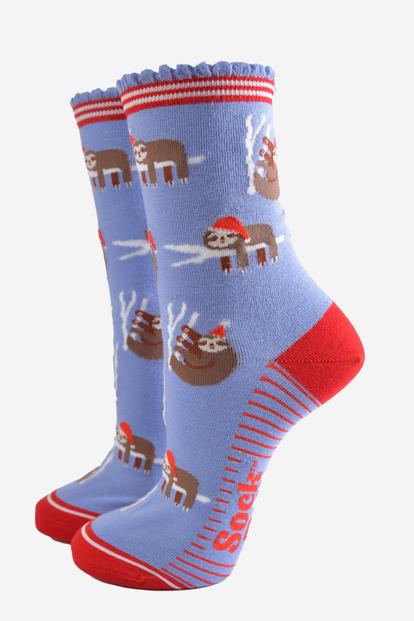 Lazy Sloth Christmas Bamboo Socks M000029474