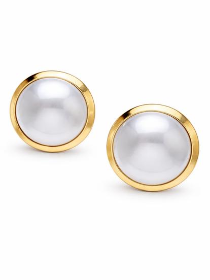 White Domed Pearl-Effect Statement Stud Earrings