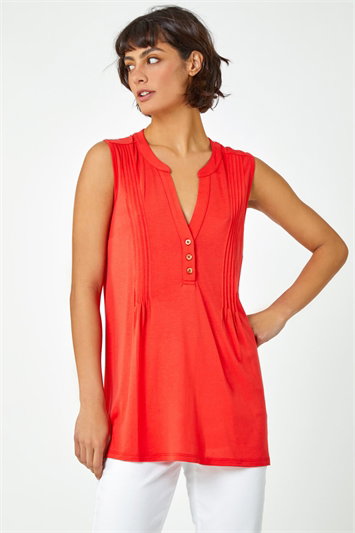 Sleeveless V-Neck Button Detail Vest 19224664