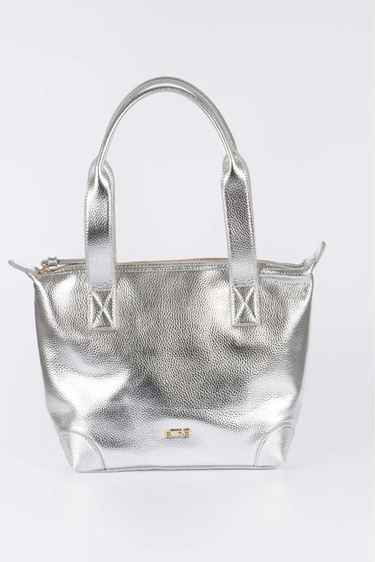 Metallic Medium Metallic Faux Leather Tote Bag