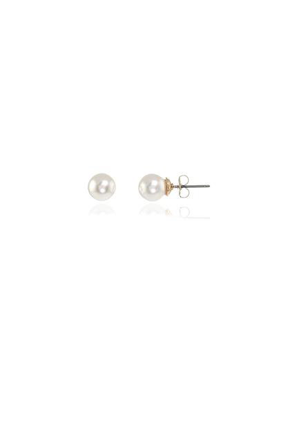 White Cachet London Mac 8 White Pearl Earrings