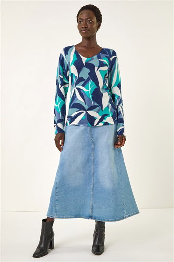 Abstract V-Neck Knit Jumper 16302209