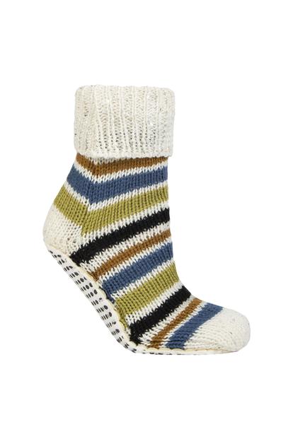 Pink Fair Isle Moccasin Grip Slipper Socks