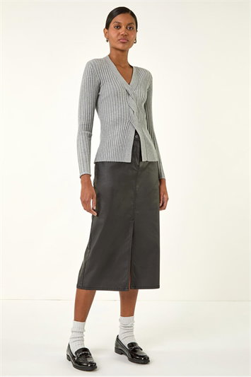 Coated Midi Pencil Skirt 17067508
