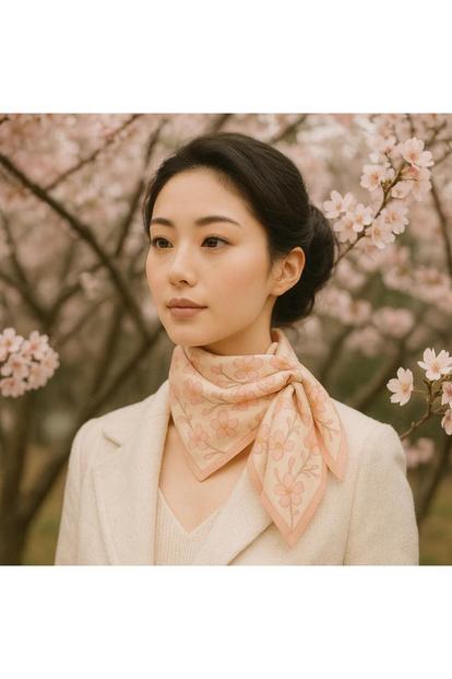 Multi The Silk Inspiration Collection - Cherry Blossom Small Classic Neck Scarf