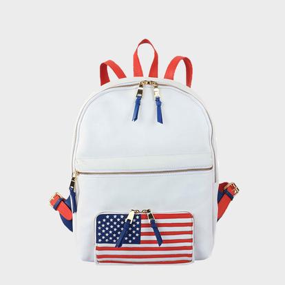 White 'Washington' White Designer Full Grain Leather Laptop Backpack