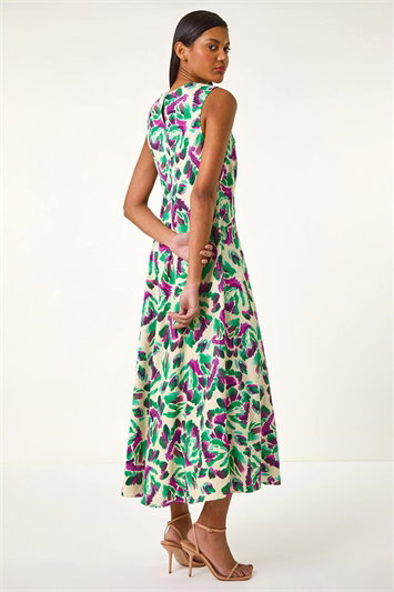 Abstract Print Sleeveless Midi Dress 14729876