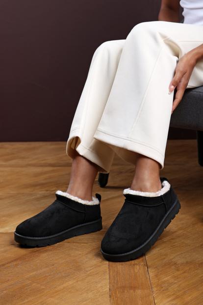 Black Saskia Cosy Fur Lined Micro Dipped Heel Boot