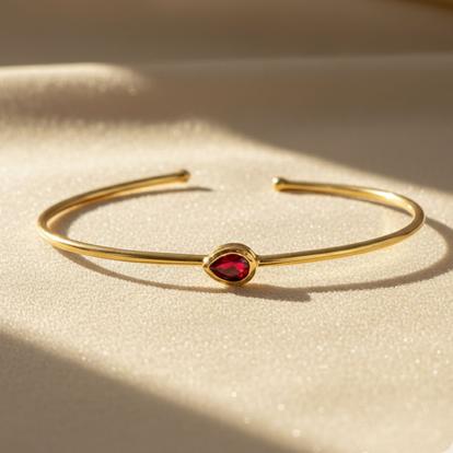 Metallic Garnet January Birthstone Gold Plated Bangle