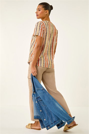 Abstract Stripe Print Tunic Top 20251164