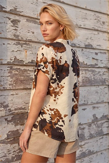 Cow Print Pleat Front Top 20262720