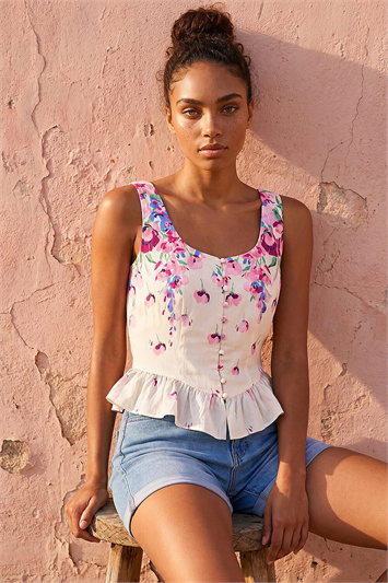 Dusk Floral Button Up Front Blouse 10235476