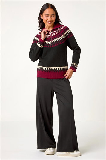 Petite Fairisle Zip Detail Jumper 16100908