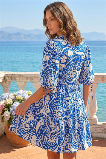 Petite Print Button Smock Dress 14723780