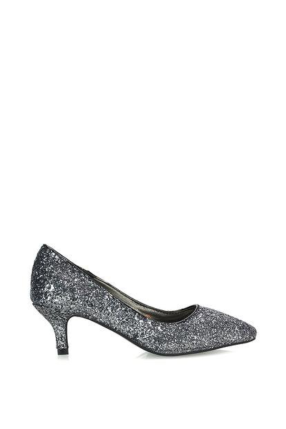 Black 'Gwyneth' Pointed Toe Mid Stiletto Kitten Heel Court Shoes