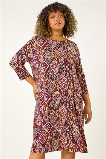 Curve Aztec Print Pocket Swing Dress 14601414