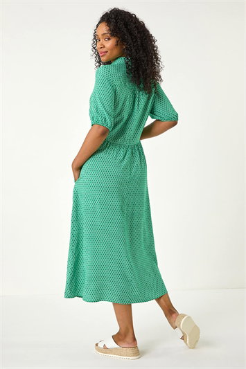 Petite Geometric Button Collar Dress 14672334