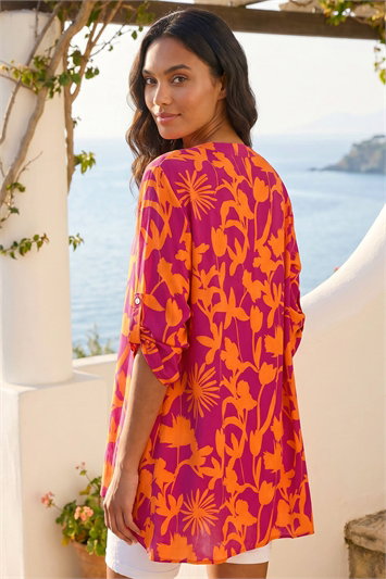 Floral Wrap Hem Tunic Top 20202132