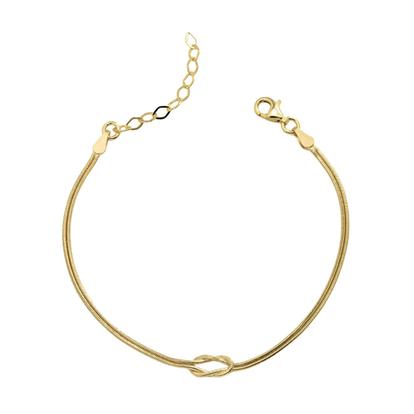 Metallic Sterling Silver Snake Chain Knot Bracelet
