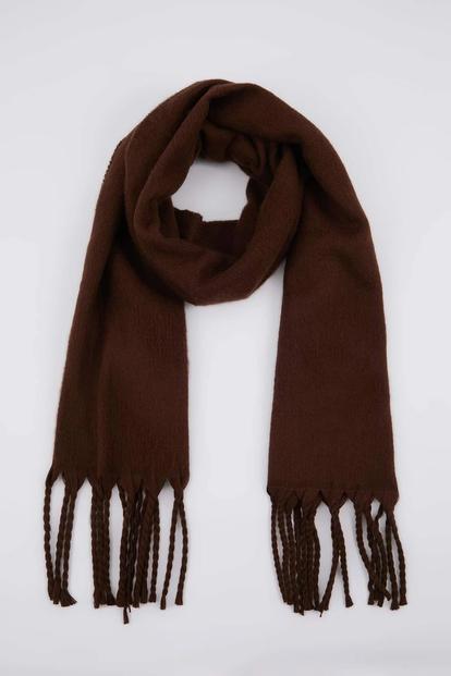 Black Tassel Trim Soft Knit Oversized Winter Scarf