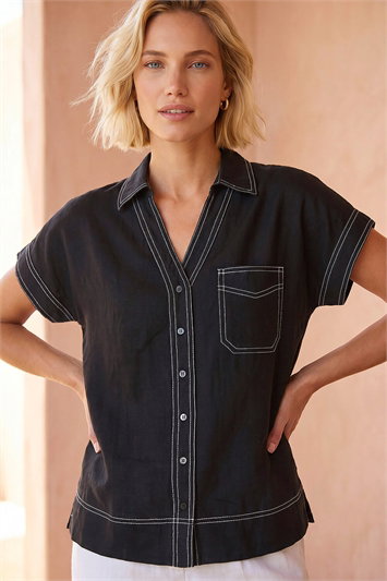 Black Contrast Stitch Shirt