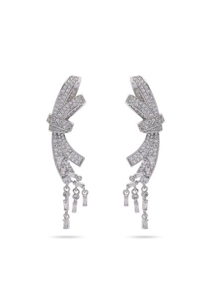 Metallic Dramatic Bow-Shaped Drop Earrings