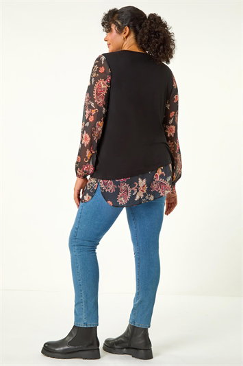 Curve Floral Print 2 In 1 Top 19344889