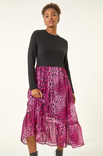 Animal Print Stretch Midi Dress 14792751