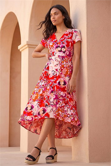 Abstract Print Belted Midi Dress 14861878