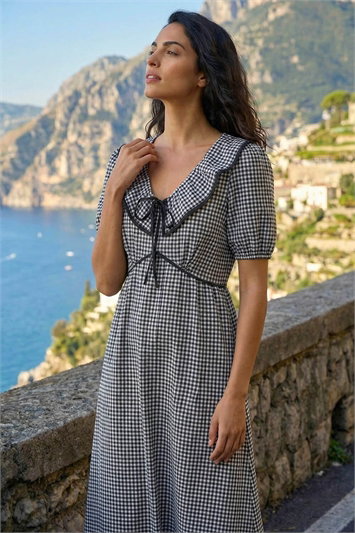 Dusk Gingham Frill Tie Midi Dress 14863608