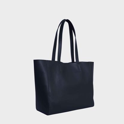 Black 'Abingdon' Real Leather Designer Tote Bag