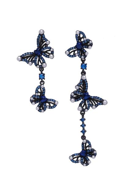 Blue Diva Modern Asymmetric Butterfly Earrings