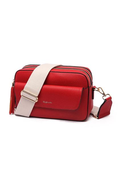 Red Cross Body Front Pocket Camera Bag