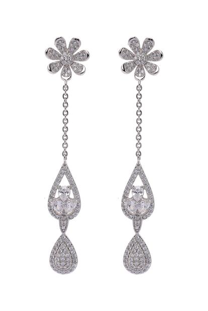 Metallic Classy Floral Drop Earrings