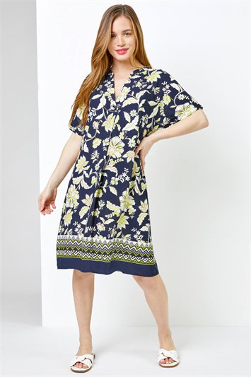 Petite Contrast Floral Print Shirt Dress 14270360