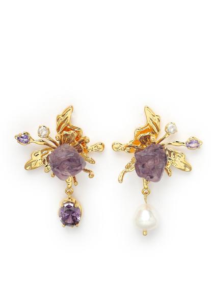 Metallic Gold-Coloured Butterfly  Asymmetry Earrings