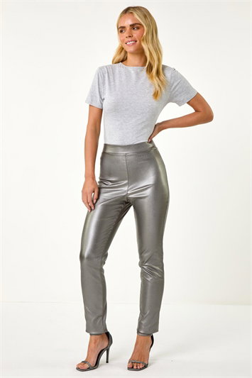 Petite Faux Leather Pull On Trousers 18037071
