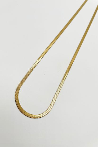 Metallic Slim Snake Chain Necklace In Gold
