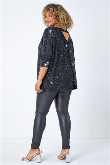 Curve Back Bar Glitter Stretch Top 19238285