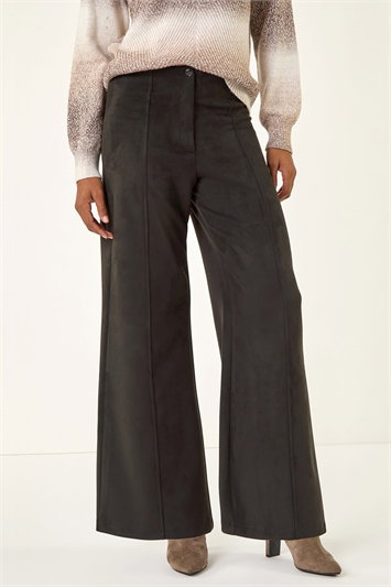 Black Soft Faux Suede Trousers