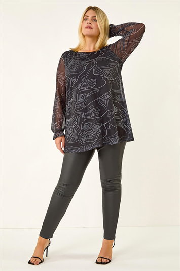 Curve Swirl Print Stretch Top 19440008