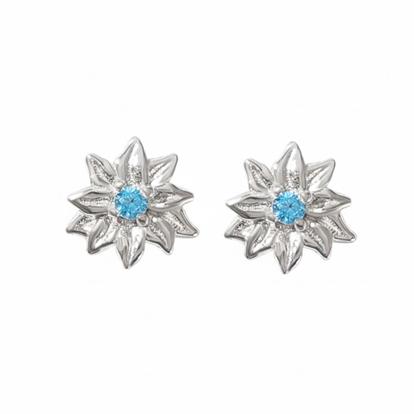 Metallic Turquoise December Birthstone Holly Birthflower Stud Earrings