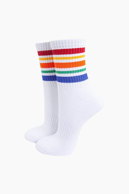 Multi Rainbow Striped Sports Socks