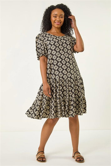 Petite Geo Print Tiered Smock Dress 14745608