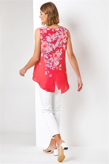 Floral Print Chiffon Overlay Top 20093678