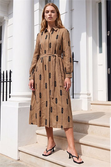 Belted Embroidery Dress 14927890