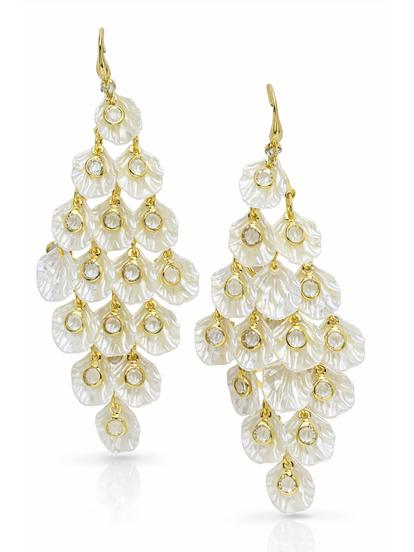 White Petal Cluster Chandelier Earrings