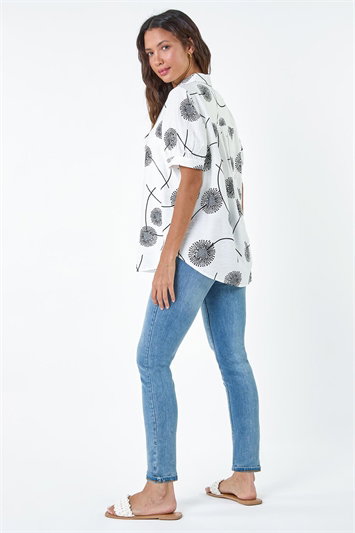 Cotton Blend Dandelion Print Shirt 10128438